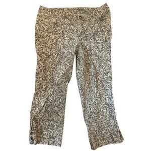 Christopher & Banks Womens Floral Capri Pants Size 8 Beige Gray Floral Cottage